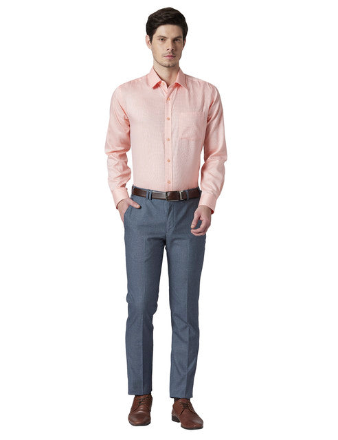 Park Avenue Men Orange Structure Regular Fit Cotton Shirt