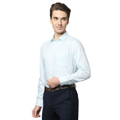 Men Blue Regular Fit Checks Cotton Full Sleeve Shirts