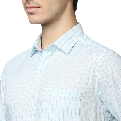 Men Blue Regular Fit Checks Cotton Full Sleeve Shirts