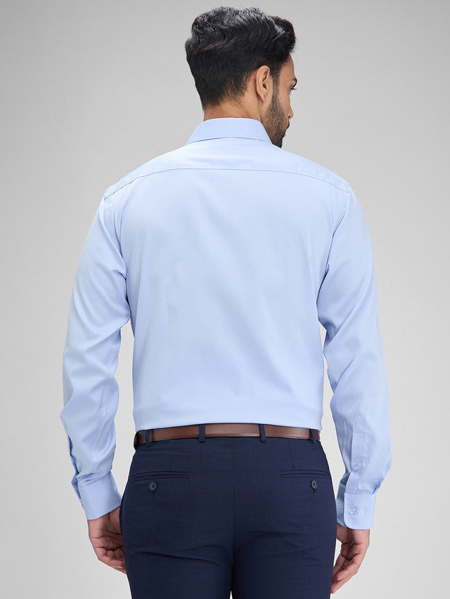 Park Avenue Blue Solid Regular Fit Full Sleeve Cotton Shirt
