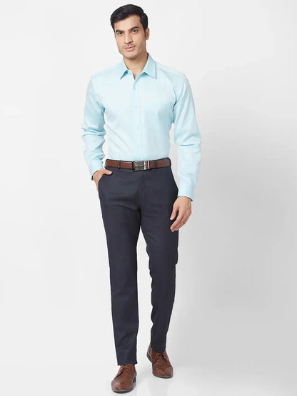 Park Avenue Men Blue Solid Regular Fit Cotton Formal Shirt