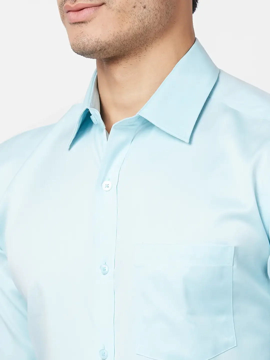 Park Avenue Men Blue Solid Regular Fit Cotton Formal Shirt