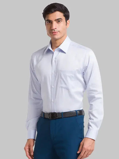 Men Blue Regular Fit Solid Cotton Full Sleeve Ainsley Collar Shirts