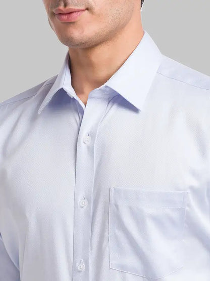 Men Blue Regular Fit Solid Cotton Full Sleeve Ainsley Collar Shirts