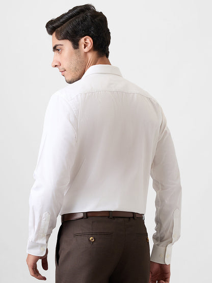 Park Avenue Men White Plain Regular Fit Cotton Blend Shirt