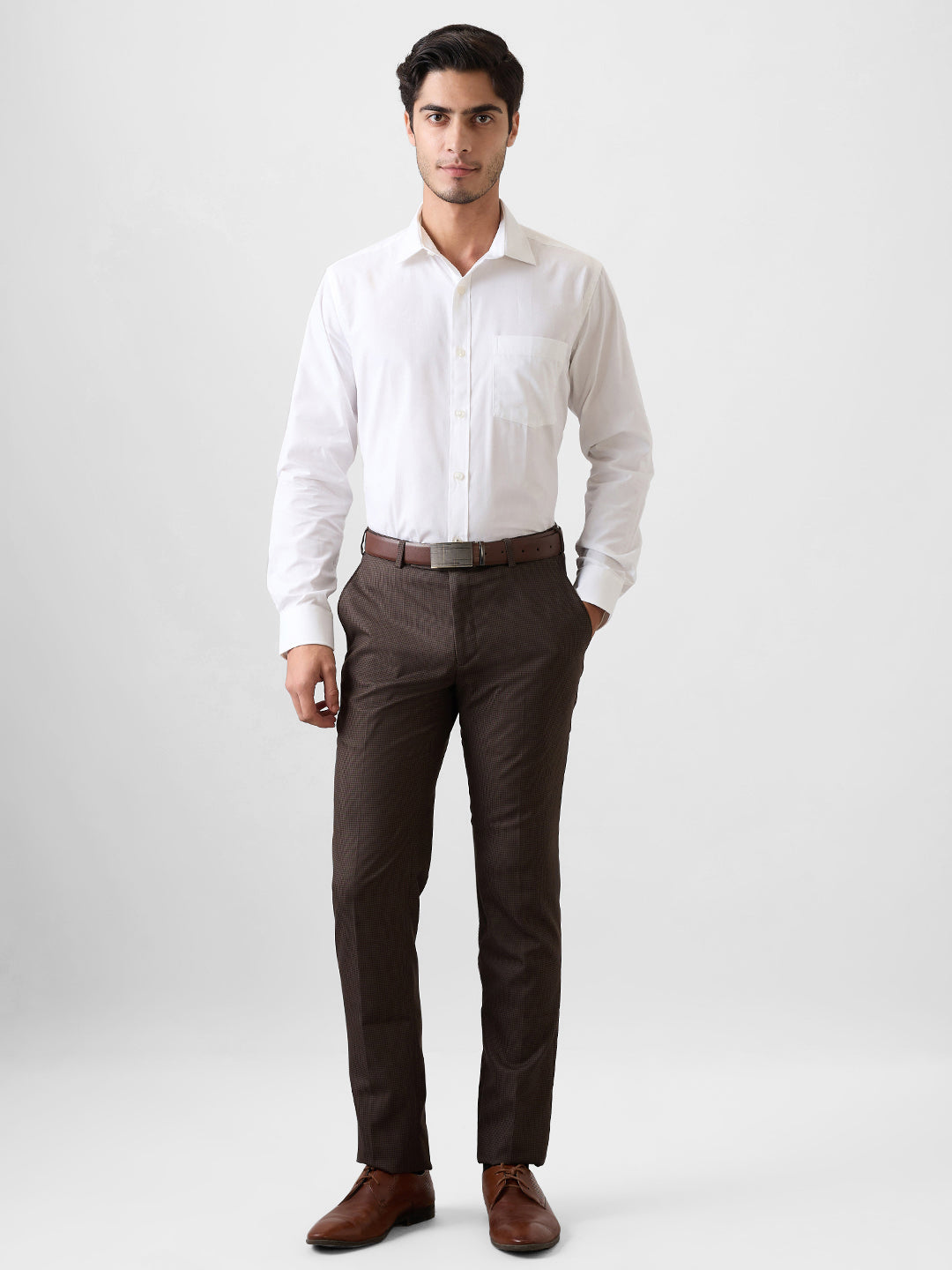 Park Avenue Men White Plain Regular Fit Cotton Blend Shirt