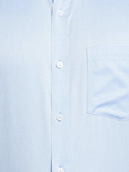 Men Blue Regular Fit Structure Cotton Full Sleeve Ainsley Collar Shirts