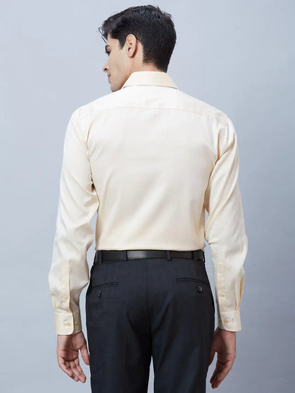 Park Avenue Men Yellow Structured Regular Fit Cotton Formal Shirt