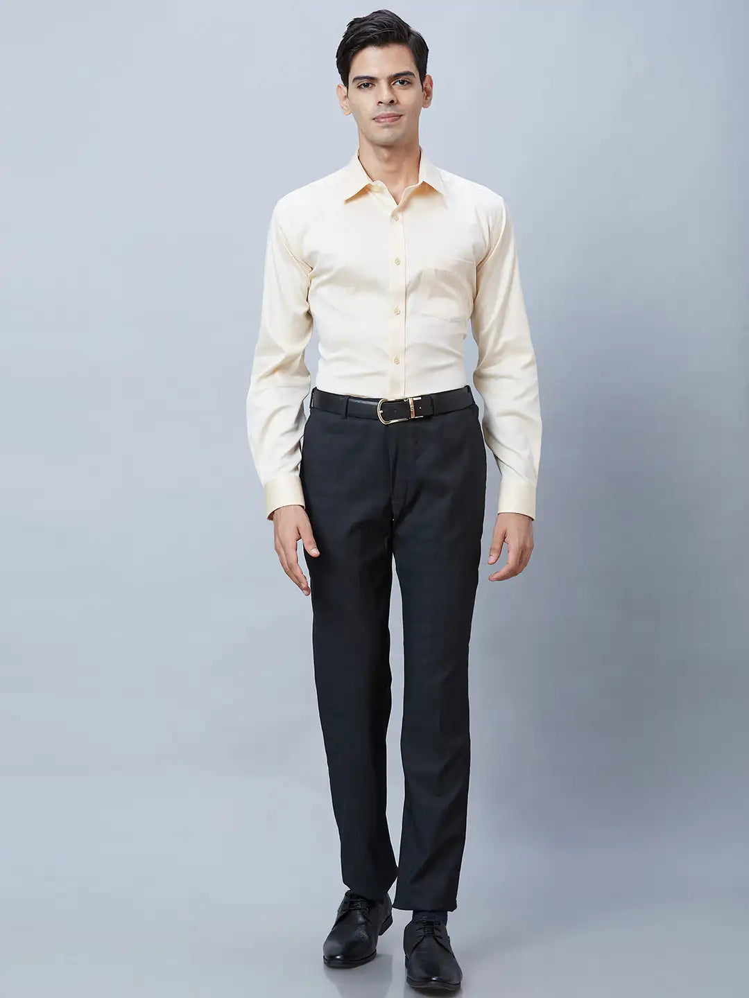 Park Avenue Men Yellow Structured Regular Fit Cotton Formal Shirt