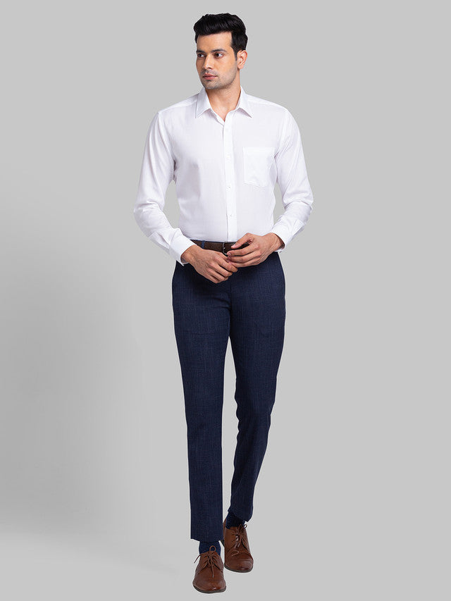 Park Avenue Men White Self Design Regular Fit Full Sleeve Ainsley Collar Shirt