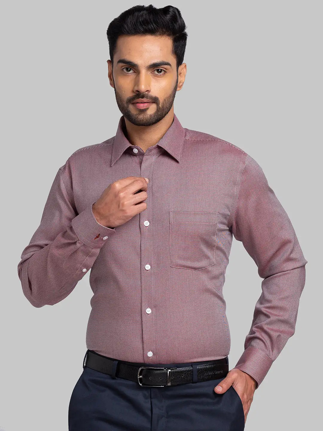 Park Avenue Men Brown Regular Fit Structure Cotton Formal Shirt