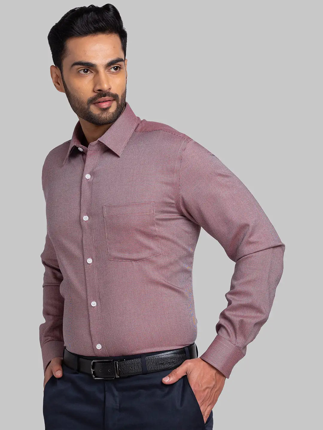 Park Avenue Men Brown Regular Fit Structure Cotton Formal Shirt