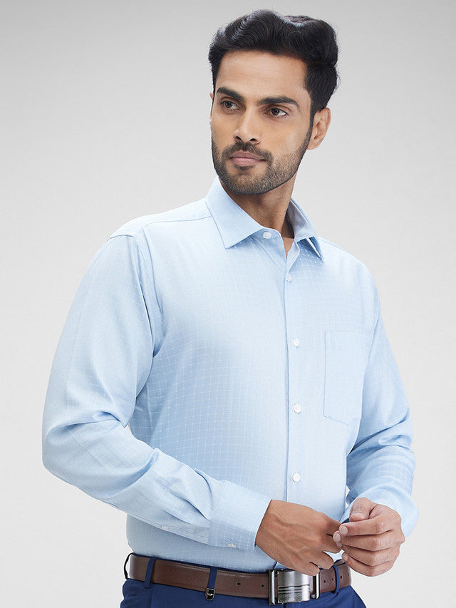Park Avenue Blue Checks Regular Fit Cotton Formal Shirt