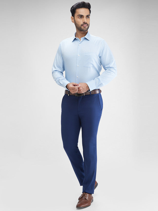 Park Avenue Blue Checks Regular Fit Cotton Formal Shirt