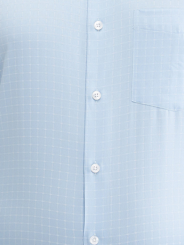 Park Avenue Blue Checks Regular Fit Cotton Formal Shirt