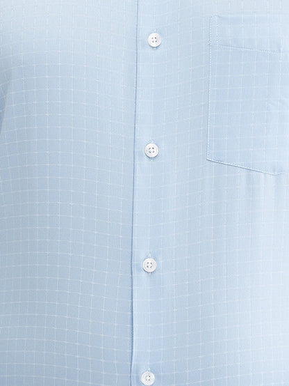 Park Avenue Blue Checks Regular Fit Cotton Formal Shirt