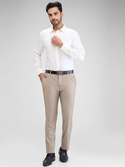 Park Avenue Yellow Solid Regular Fit Cotton Formal Shirt