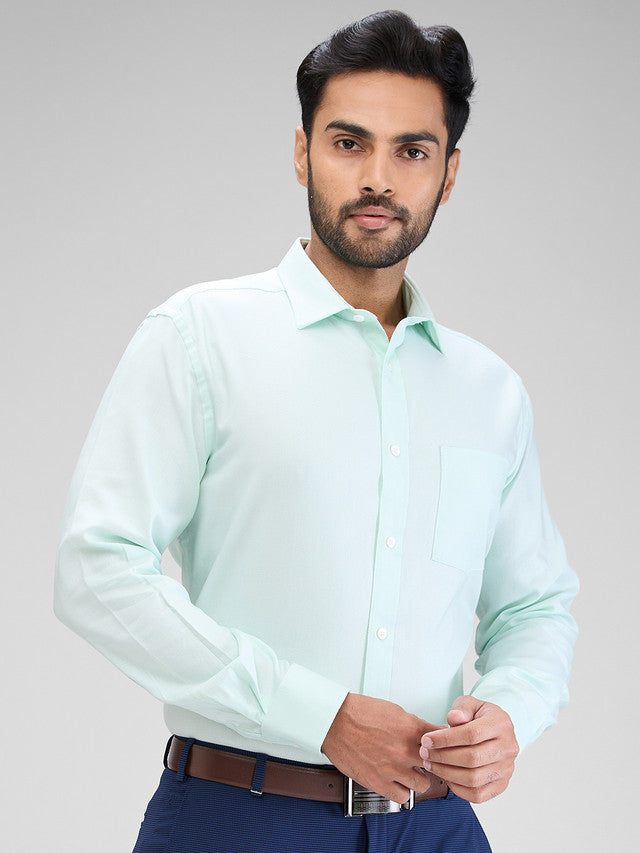 Park Avenue Green Structure Regular Fit Cotton Formal Shirt