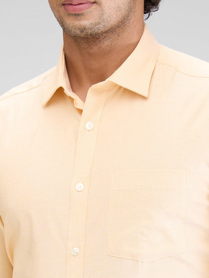 Park Avenue Yellow Structure Regular Fit Cotton Formal Shirt