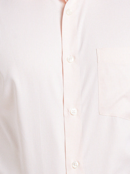 Park Avenue Men Orange Checkered Regular Fit Full Sleeve Semi Cut Away Collar Shirt