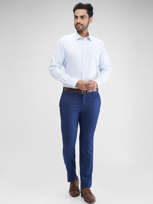 Park Avenue Blue Structure Regular Fit Cotton Formal Shirt