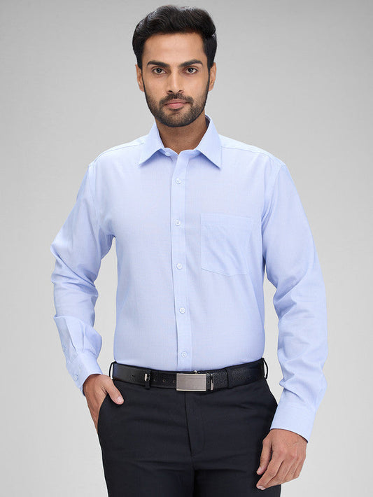 Park Avenue Blue Solid Regular Fit Full Sleeve Cotton Shirt