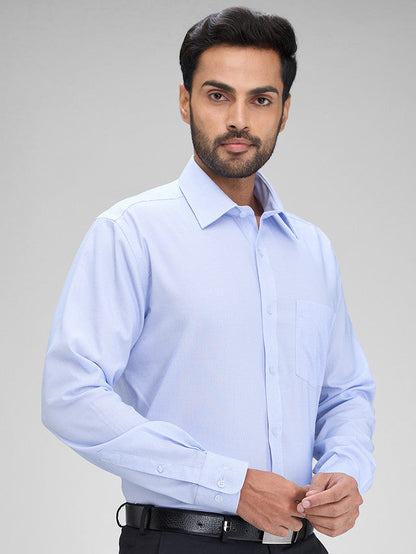 Park Avenue Blue Solid Regular Fit Full Sleeve Cotton Shirt
