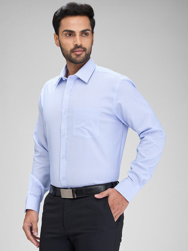 Park Avenue Blue Solid Regular Fit Full Sleeve Cotton Shirt