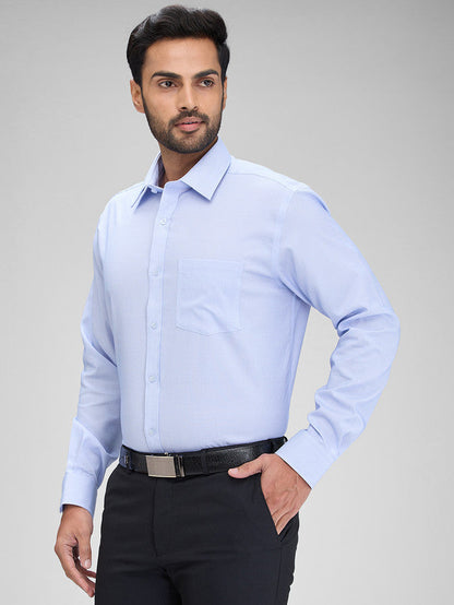 Park Avenue Blue Solid Regular Fit Full Sleeve Cotton Shirt
