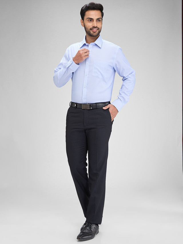 Park Avenue Blue Solid Regular Fit Full Sleeve Cotton Shirt