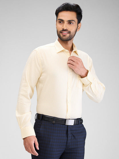 Park Avenue Yellow Stripe Regular Fit Cotton Formal Shirt