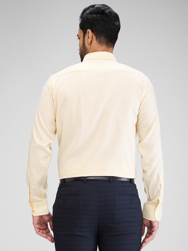 Park Avenue Yellow Stripe Regular Fit Cotton Formal Shirt