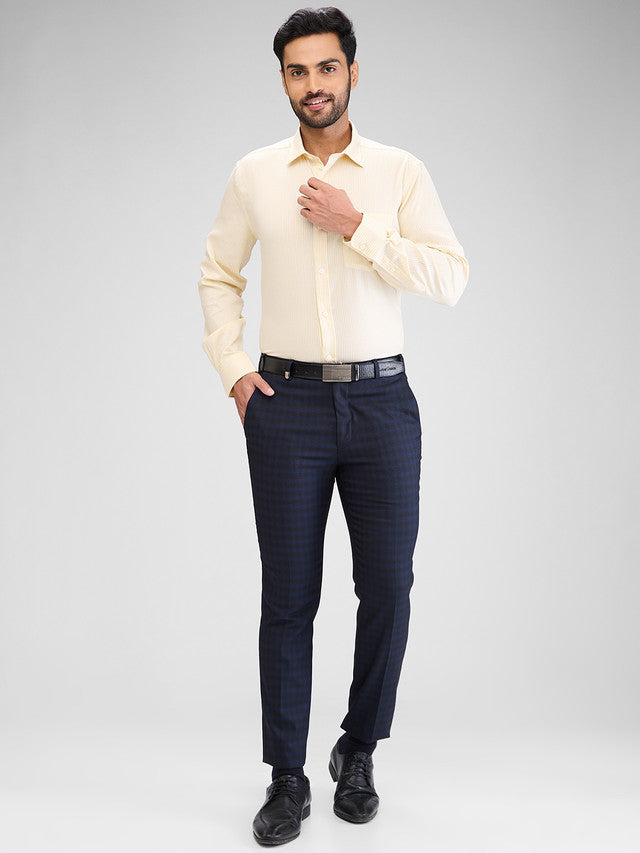 Park Avenue Yellow Stripe Regular Fit Cotton Formal Shirt
