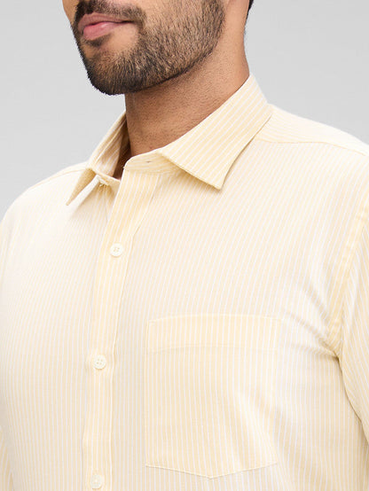 Park Avenue Yellow Stripe Regular Fit Cotton Formal Shirt
