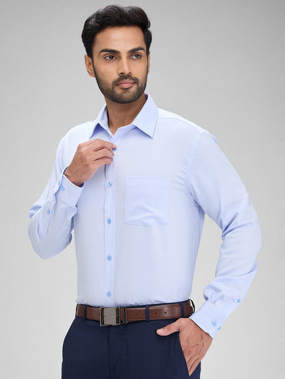 Park Avenue Blue Structure Regular Fit Full Sleeve Cotton Shirt