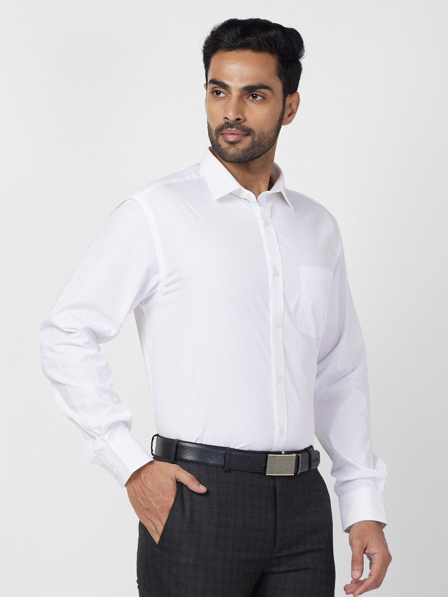 Park Avenue White Solid Regular Fit Cotton Formal Shirt