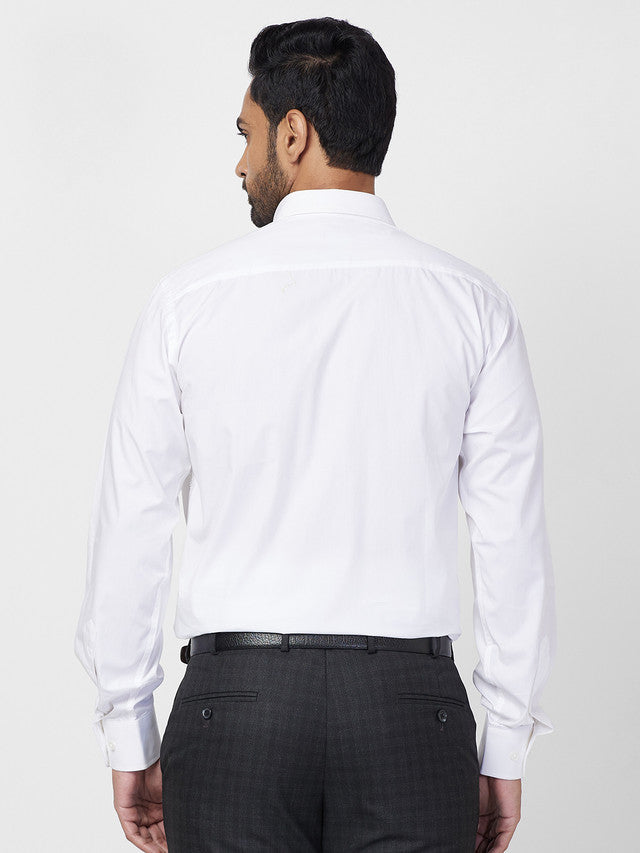 Park Avenue White Solid Regular Fit Cotton Formal Shirt