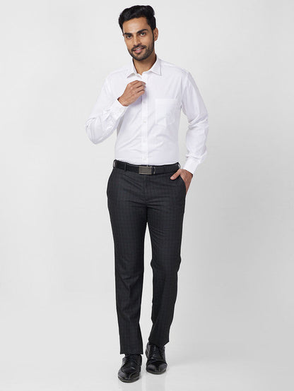Park Avenue White Solid Regular Fit Cotton Formal Shirt