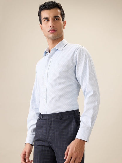 Park Avenue Men Green Checks Regular Fit Polyester Blend Full Sleeve Ainsley Collar Formal Shirt