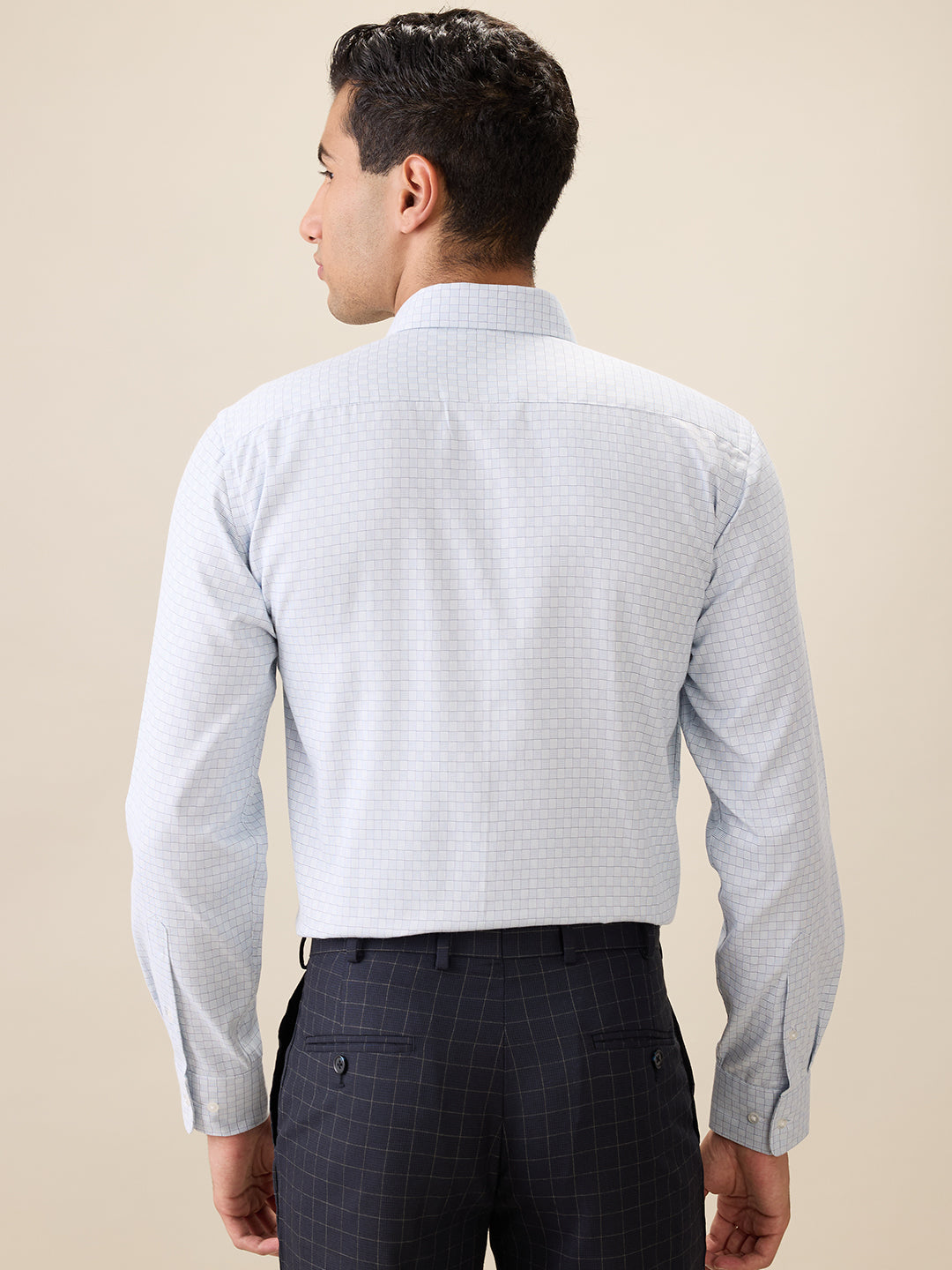 Park Avenue Men Green Checks Regular Fit Polyester Blend Full Sleeve Ainsley Collar Formal Shirt