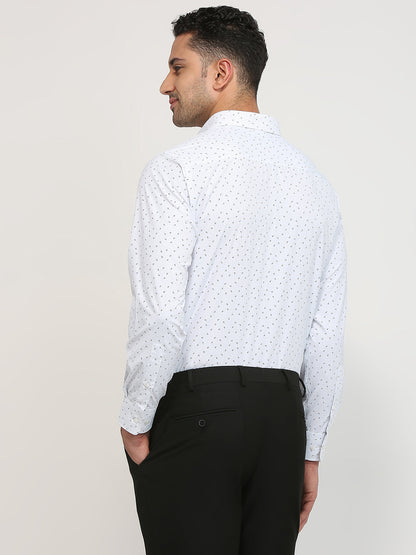 Park Avenue Men Blue Printed Regular Fit Polyester Blend Formal Shirt