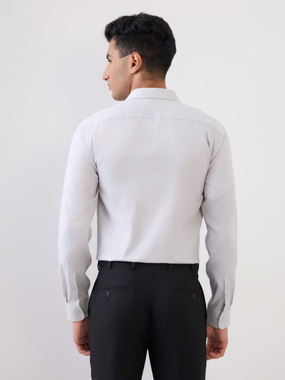 Park Avenue Men Grey Structure Regular Fit Cotton Full Sleeve Formal Shirt