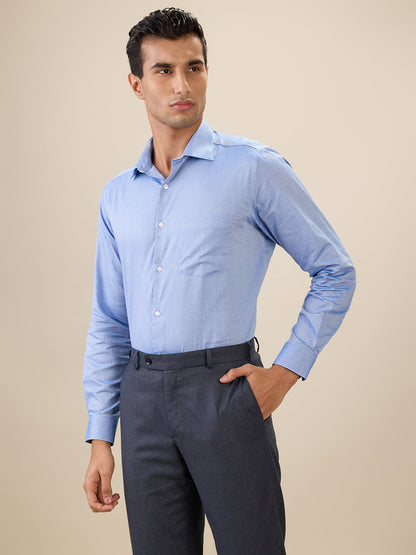 Park Avenue Men Blue Structure Regular Fit Cotton Full Sleeve Ainsley Collar Formal Shirt