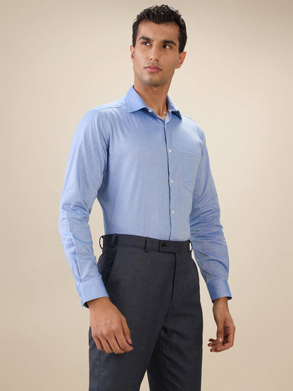 Park Avenue Men Blue Structure Regular Fit Cotton Full Sleeve Ainsley Collar Formal Shirt