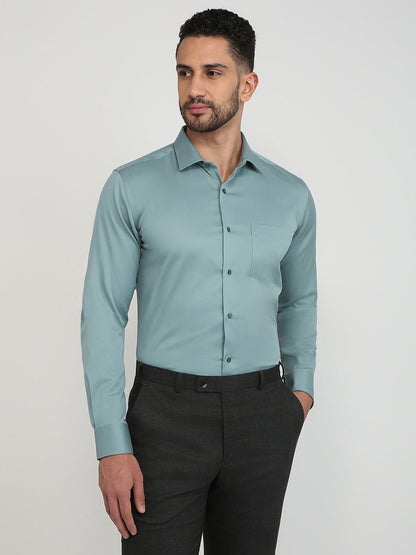 Park Avenue Men Blue Solid Regular Fit Cotton Full Sleeve Formal Shirt