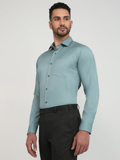 Park Avenue Men Blue Solid Regular Fit Cotton Full Sleeve Formal Shirt