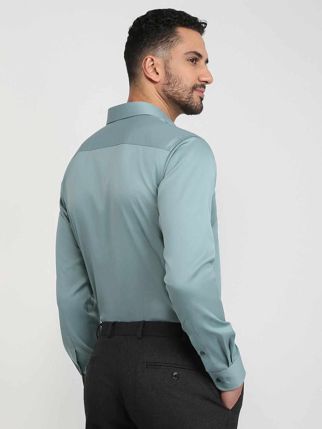 Park Avenue Men Blue Solid Regular Fit Cotton Full Sleeve Formal Shirt