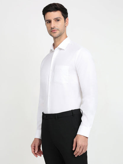 Park Avenue Men White Structure Regular Fit Cotton Full Sleeve Ainsley Collar Formal Shirt