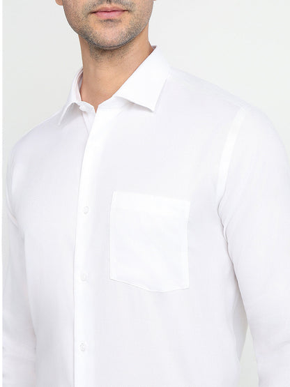 Park Avenue Men White Structure Regular Fit Cotton Full Sleeve Ainsley Collar Formal Shirt