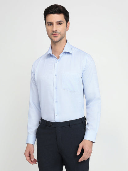 Park Avenue Men Blue Checks Regular Fit Cotton Full Sleeve Ainsley Collar Formal Shirt